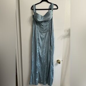 PrettyLittleThing Strapless Gown in Soft Blue